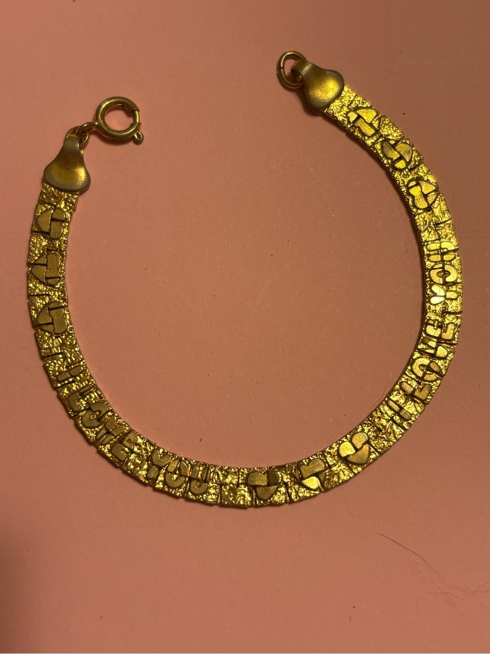 Vintage Gold Tone “I Love You” Hearts Link Women's Bracelet